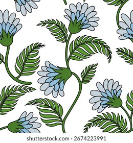 Patrón sin fisuras de adornos florales flores abstractas. Ilustración vectorial
