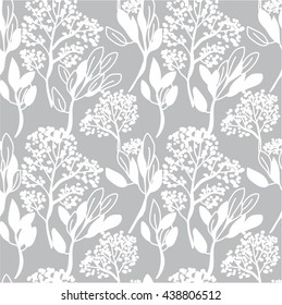 
Seamless pattern with floral ornaments . plant Leaflets , Scandinavian style .