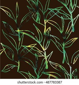 Seamless pattern with floral ornaments . Plant Leaflets.