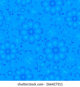 Seamless pattern with floral and ornate elements. Vector background.