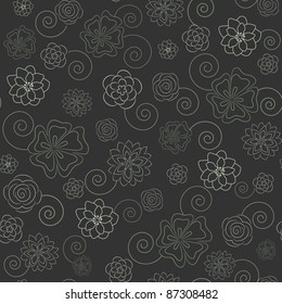 Seamless  pattern with floral ornate on the grey background. Global colors.