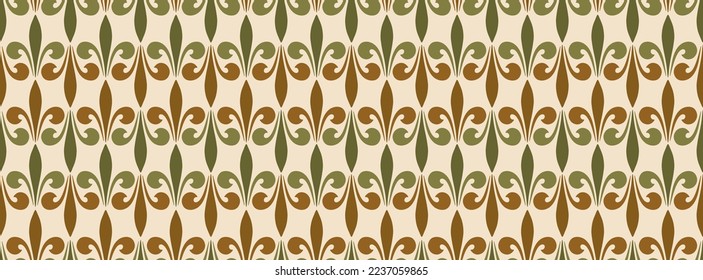Seamless pattern floral plant symbol ornament. Floral elegant motif in silhouette. Art deco mirrored palmette. Vector illustration