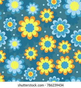 Seamless pattern floral print on a blue background for textiles, Wallpaper, background, cardboard, paper