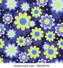 Seamless pattern floral print on a purple background for textiles, Wallpaper, background, cardboard, paper