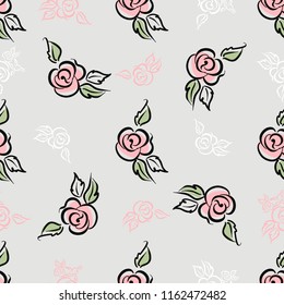 Seamless pattern. Floral print. Roses. Decorative. Vector