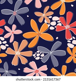 Seamless pattern with floral print. Summer delicate ornament for fabric, textiles, paper. Vector graphics.