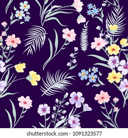 Seamless pattern floral, print for textile, cloth, wallpaper, scrapbooking, wrapping. Vector background.