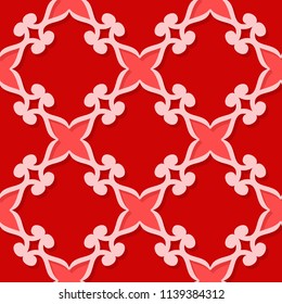 Seamless pattern. Floral red 3d background. Vector illustration