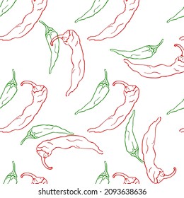 seamless pattern floral with red and green pepper.vector