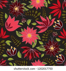Seamless pattern with floral romantic elements. Endless texture for season spring design