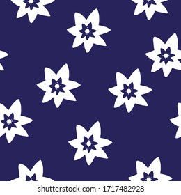 Seamless pattern with floral romantic elements. Endless texture for season spring design. Navy blue background