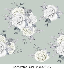 Seamless Pattern Floral Roses Watercolor