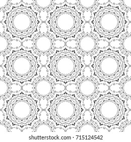 Seamless pattern with floral round shapes in mandala decorative style for fabric and paper design