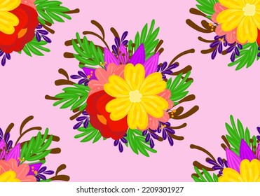 Seamless pattern with floral scribble motifs.
Hand drawn with scribble textures and floral elements.
Floral scribble vector design for Fashion printing,Wrapping,Backgrounds and Crafts.