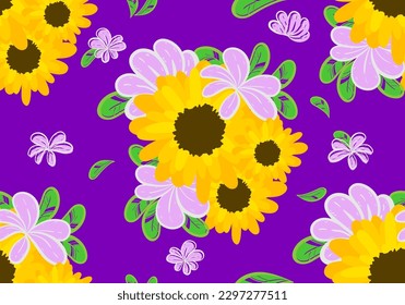 Seamless pattern with floral scribble motifs,Hand drawn with scribble textures and floral elements,Floral scribble vector design for Fashion printing,Wrapping,Backgrounds and Crafts,