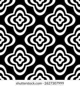 Seamless pattern of floral shapes. Abstract vector background. Black and white pattern