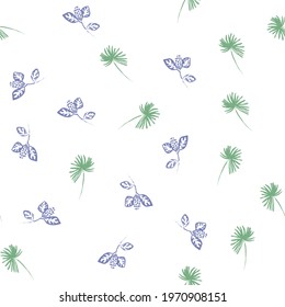 seamless pattern floral with small  tropical flowers.hand drawing. vector illustration