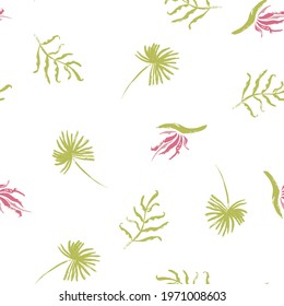 seamless pattern floral with small  tropical flowers.hand drawing. vector illustration