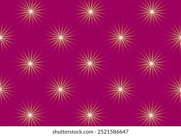 Seamless pattern of floral stars with sparkling light on pink background