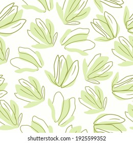 Patrón sin inconvenientes Estilo floral Abstracto Buds Diseño de color verde Ilustración vectorial