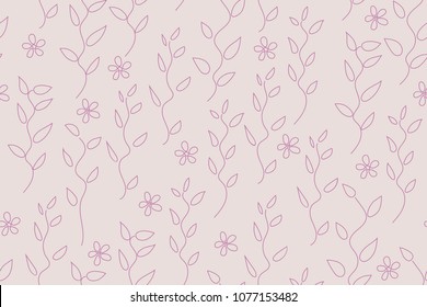 Seamless pattern of the floral style. Almost mauve background