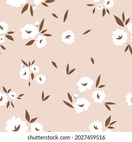 Seamless pattern in floral style. Cute flowers on a light background. Vector illustration