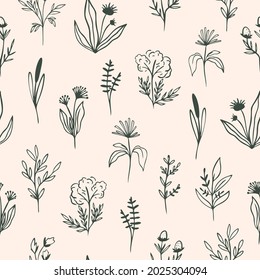 Seamless Pattern in Floral Style for Design on Light Background. Vector Illustration