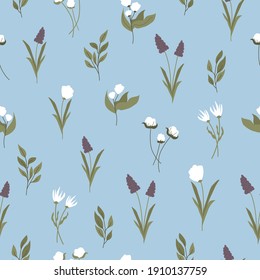 seamless pattern in floral style on a light blue background for design.Vector illustration