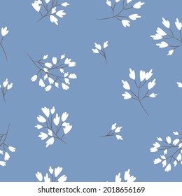 Seamless pattern in floral style.Flowers on a blue background. Vector illustration