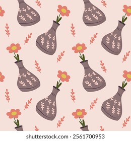 Seamless pattern, floral, summer, spring, Vector, Valentine's day, birthday, For fabric design, packaging