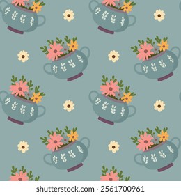 Seamless pattern, floral, summer, spring, Vector, Valentine's day, birthday, For fabric design, packaging