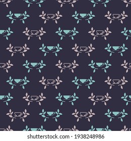 Seamless Pattern with Floral and Tea Cup Vector Graphic Silhouette can be use for background and apparel design