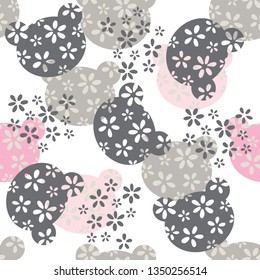 seamless pattern with floral teddy bear vector illustration