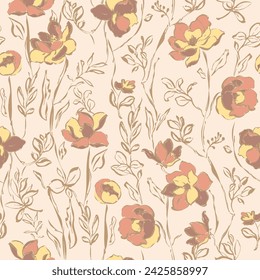 seamless pattern floral pattern textile tropical bicolor faces flower leaves miniprint. flower pattern with soft color