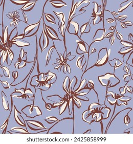 seamless pattern floral pattern textile tropical bicolor faces flower leaves miniprint. flower pattern with soft color