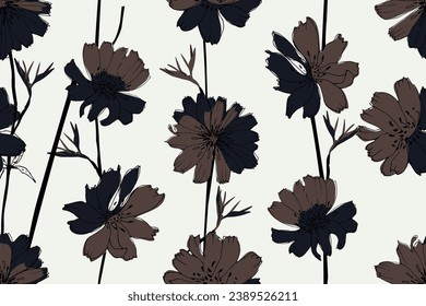 seamless pattern floral pattern textile vector tropical bicolor faces flower leaves miniprint animal geometric
