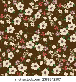 seamless pattern floral pattern textile vector tropical bicolor faces flower leaves miniprint animal geometric