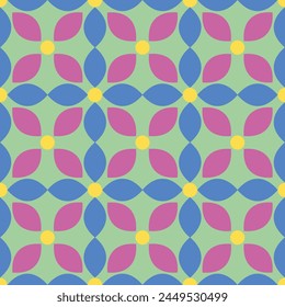 Seamless pattern floral tile grid wallpaper decorative flower geometric shape simple delicate repetitive