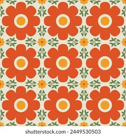 Seamless pattern floral tile grid wallpaper decorative flower geometric shape simple delicate repetitive