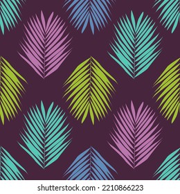 Seamless pattern floral tropical with palm leaves.Vector.