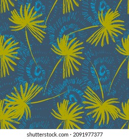 seamless pattern floral tropical.vector illustration. blue and green