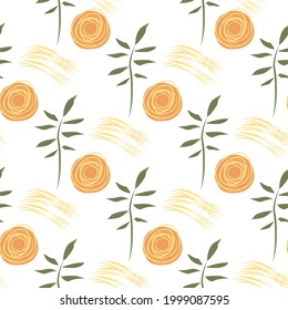 seamless pattern floral. vase and plants in terra cotta colors. boho vector for home decor ,textile,paper,wallpaper