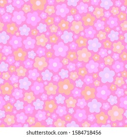 Seamless pattern floral vector with daisies on pink background for print, wrapper, wrapping, paper, cloth, textile etc. Vector design