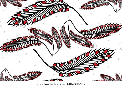 Seamless pattern with floral vector Illustration, Indonesian batik motif