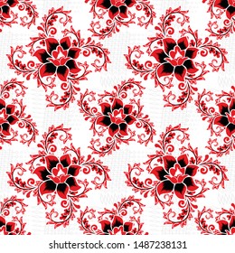 Seamless pattern with floral vector Illustration, Indonesian batik motif