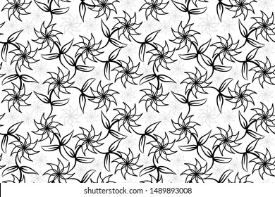 Seamless pattern with floral vector Illustration, Indonesian batik motif
