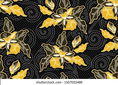 Seamless Pattern With Floral Vector Illustration, Modern Batik Motif