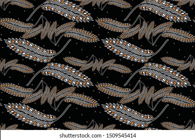 Seamless pattern with floral vector Illustration, Modern batik motif