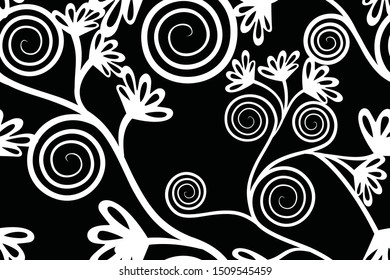 Seamless pattern with floral vector Illustration, Modern batik motif