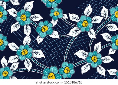 Seamless Pattern With Floral Vector Illustration, Fantasy Batik Motif